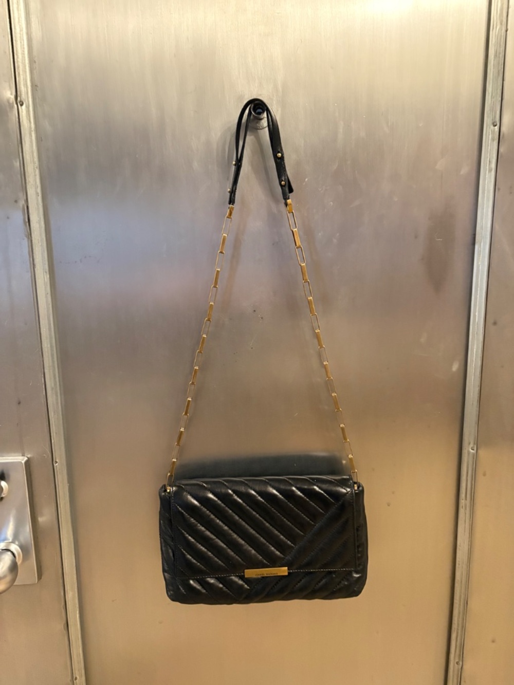 Isabel Marant Quilted Black Chain Merine Quilted Crossbody Shoulder Bag